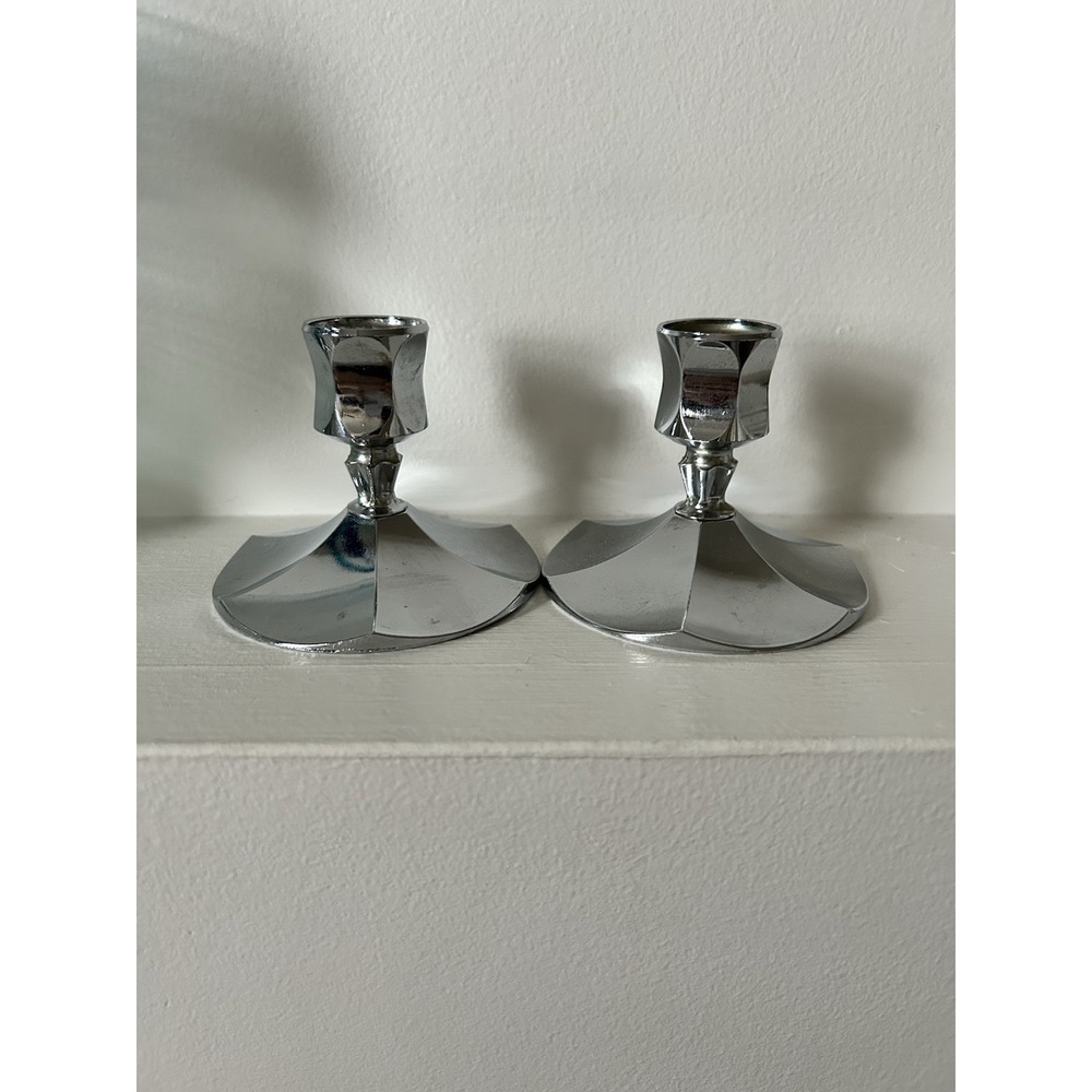 IRVINWARE CHROME CANDLE STICK HOLDER Retro Vintage USA 3" Tall Decor Silver